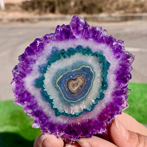 81G Natural Alta Calidad Amatista Ágata Cuarzo Racimo Rebanada Cristal Mineral - Imagen 10 de 24