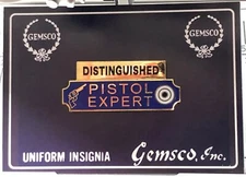 Gold Distinguished Pistol Expert Award Pin Bar Gemsco Police Sheriff Security