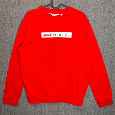 H&M F1 Sweatshirt Men's 20 Red Graphic Print Formula Cars Racing Casual 