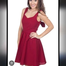 Lauren James Garrison Dress With Bow Seersucker Red Fit And Flare