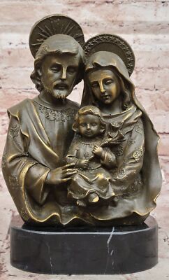 Hand Cast Bronze Holy Family  Signed Valli Christian Figurine Religious Gift NR