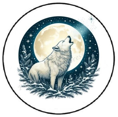 WOLF HOWLING AT MOON ENVELOPE SEALS LABELS STICKERS PARTY FAVORS