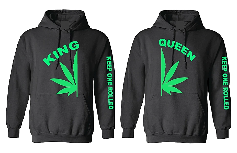King Queen hoodies for best buds 420 Green design Black Hooded