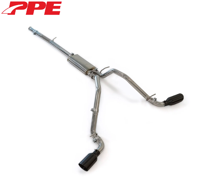 PPE Polished Dual Exit Cat-Back Exhaust w/Black Tips For 09-13 GM 1500 4.8L/5.3L