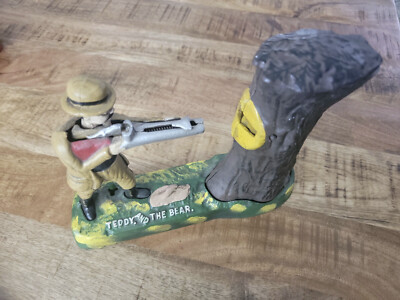 Teddy and the Bear cast iron bank