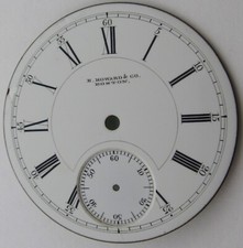 Pocket Watch Howard Boston 18s porcelain chipped DIAL diameter 45.4 mm for parts