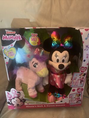 New Disney Junior Minnie's Walk & Dance Unicorn Sings Minnie Mouse Plush Doll