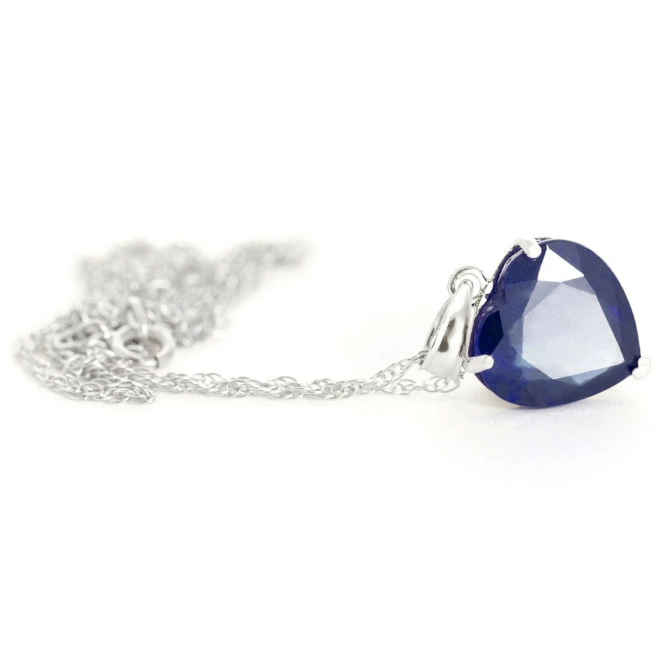 14K. COLLAR ORO MACIZO CON ZAFIRO CORAZÓN NATURAL 10mm Foto 2 de 4