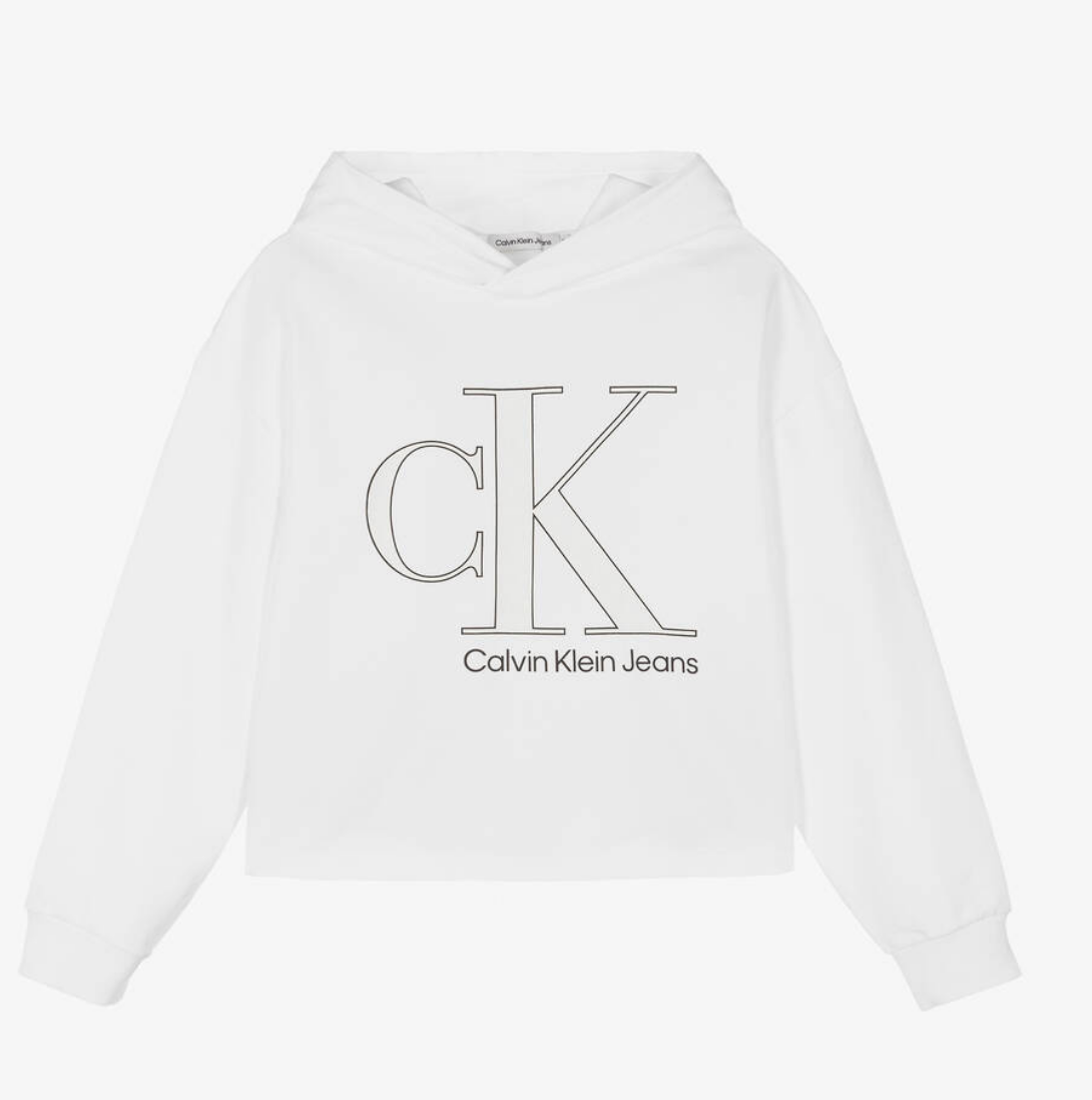 Calvin Klein Girls Colour Reveal Monogram Hoodie Bright White