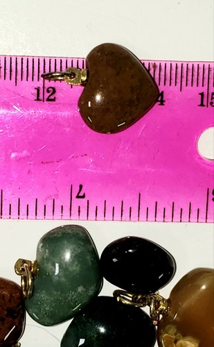 Agate Mix Heart Pendants 10 to 22mm Natural Charm Drops from India 50pc lots NEW - Picture 9 of 12