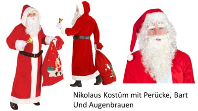 Santa Claus Kostüm  XL - Weihnachtsmann - Nikolaus SAMT Delux +  Perücke