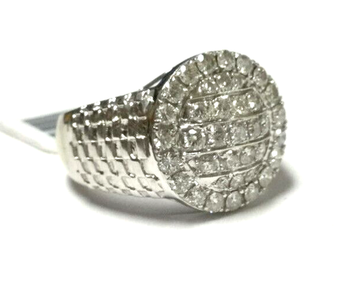 (MA1) Anello uomo oro bianco 10 kt diamanti a grappolo 0,91TCW 8,6g misura 10 - Foto 8 di 8