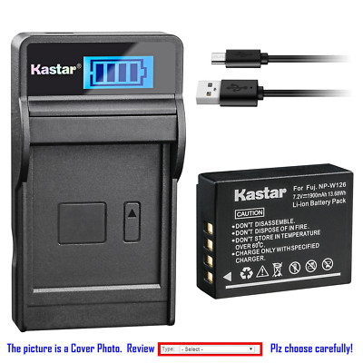 Kastar Battery LCD Charger for Fujifilm NP-W126 NP-W126s BC-W126 & Fuji X-H1