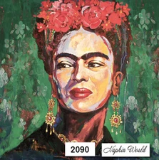 (2090) TWO Individual Paper LUNCHEONDecoupageNapkins FRIDA KAHLO MEXICAN ARTIST 