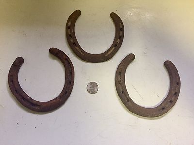 3 Antique Horse Shoes ''Farm Fresh'' Castiron Antique Horse Shoe