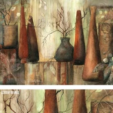 40W"x30H"  EXOTIC ELEMENTS III by SANDY CLARK - POTS VASES FLORAL POTTERY CANVAS