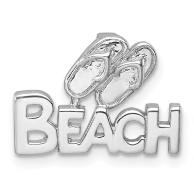 Sterling Silver Rhodium-Plated Polished Double Flipflop & Beach Pendant