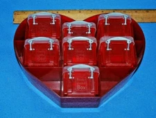 Set of 7 REALLY USEFUL BOXES RED Heart storage case VALENTINE Fast Free US Ship