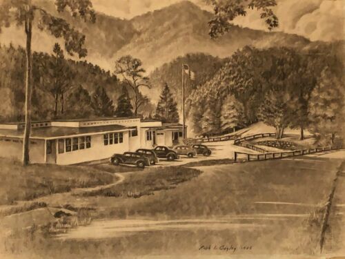 Original Drawing by Ralph Leon Bagley (American, 1913-2008) Village Landscape - Picture 2 of 6