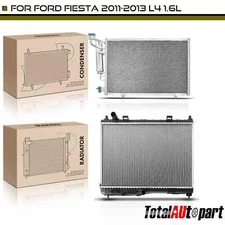 Radiator & AC Condenser Cooling Kit for Ford Fiesta 2011 2012 2013 L4 1.6L Front