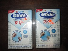 2x Crest Glide Deep Clean Floss To Go Packets 30 Single Use Packets Cool Mint