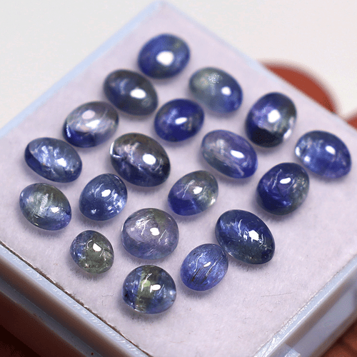 Posten 19 Stck. Natürlicher Tansanit Hochwertig 5,2 mm-7,2 mm Cabochon Unbehandelt Edelsteine - Bild 4 von 11