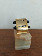 VINTAGE ART DECO PERPETUAL DESK CALENDER, ONYX & METAL