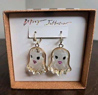 BETSEY JOHNSON ACRYLIC GHOST HALLOWEEN EARRINGS NIB 