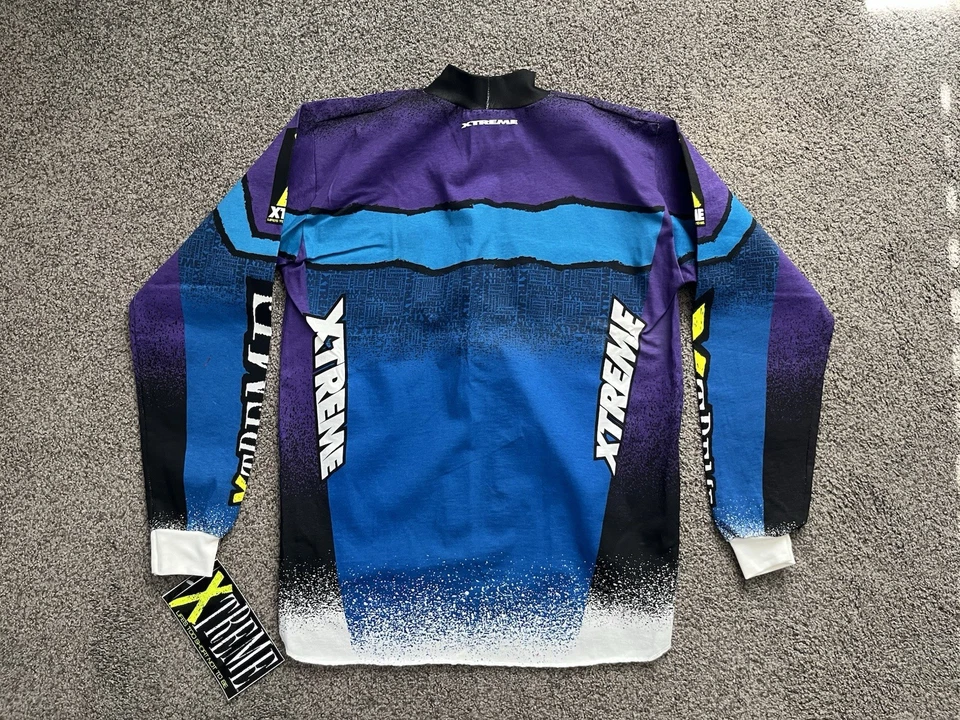 Conjunto Jersey Pantalones Vintage Años 90 Y2k Xtreme Motocross Carreras Púrpura Azul Talla M Foto 3 de 4