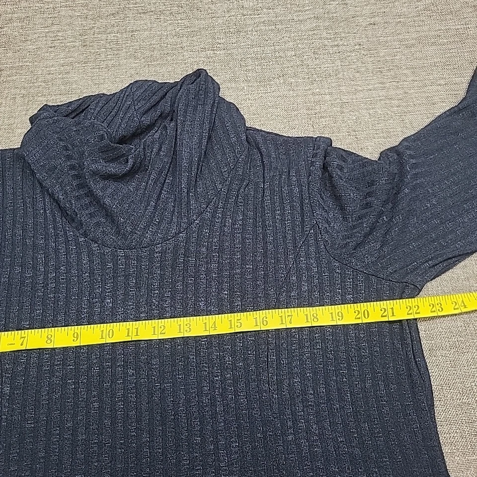 Susan Graver Womens Dress X-Large SIze Navy Blue Ribbed Sweater Knit Cowl Neck - Image 2 of 4