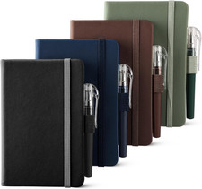 4 Pack Small Notebook Pocket Notebook, A6 Mini Leather Hardcover Journal, 3.7" X