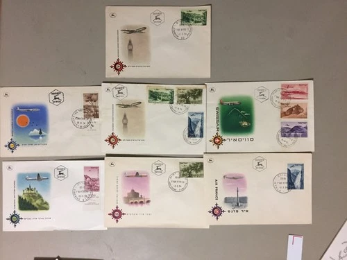 Seven Israel fdc with diff nomination AIR MAIL