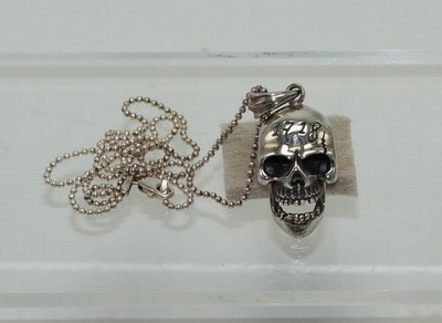 Sterling Silver 925 Skull Pendant & Necklace Jaw Movement 16.5 Grams - New