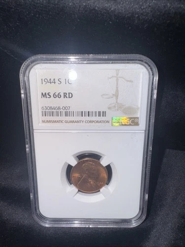 1944-S Lincoln Wheat Cent Graded NGC MS 66 RD