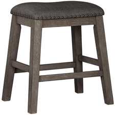 Bowery Hill Contemporary 24" Upholstered Counter Stool in Gray (Set of 2)