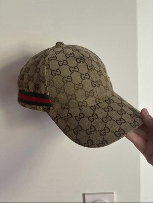 Gucci Baseball Cap Monogramm GG beige Webstreifen grün/rot verstellbar