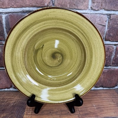Thomson Pottery AMAZON Green 9'' Salad Soup Bowl Swirl Speckle Brown Stoneware