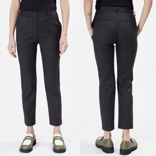 NILI LOTAN Tel Aviv Gray Wool Pin Stripe Tapered Pants Sz 4 Trouser Ankle Slim