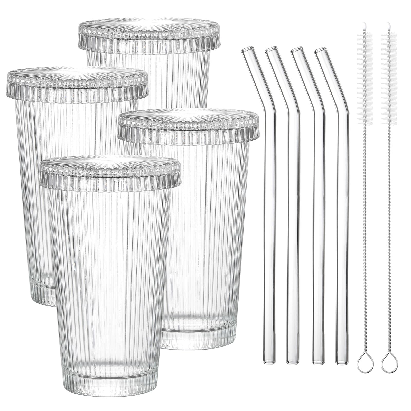 4-Piece Ribbed Origami Cocktail & Water Glass Set