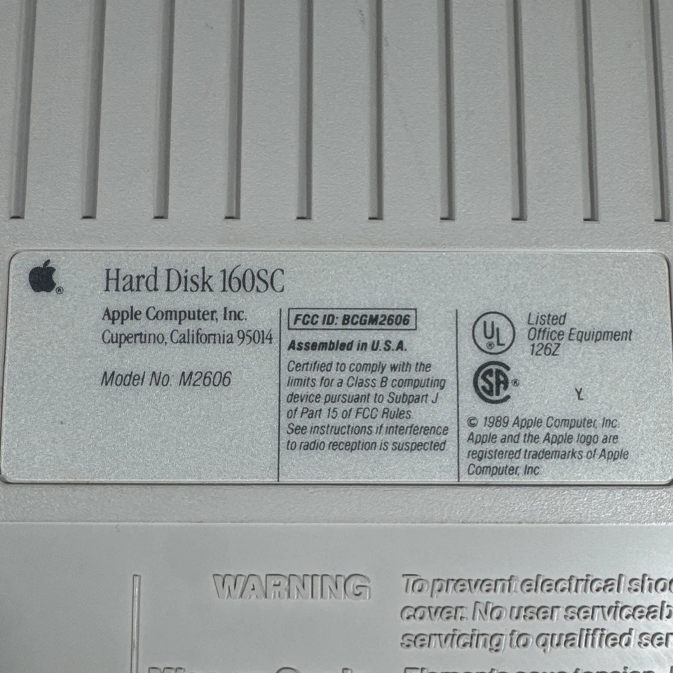 Disco duro vintage Apple 160SC M2606 - sin probar - 1989 hecho en EE. UU. Foto 3 de 4