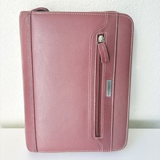 Franklin Covey red leather zipper binder planner 7 ring 10.5 x 8