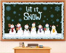 Winter Bulletin Board Decoration Set Holiday Paper Cutouts Blackboard Border Sno