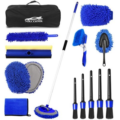 62'' Car Wash Brush Kit Mitt Mop Sponge with Long Handle 1 Chenille Scratch-Free