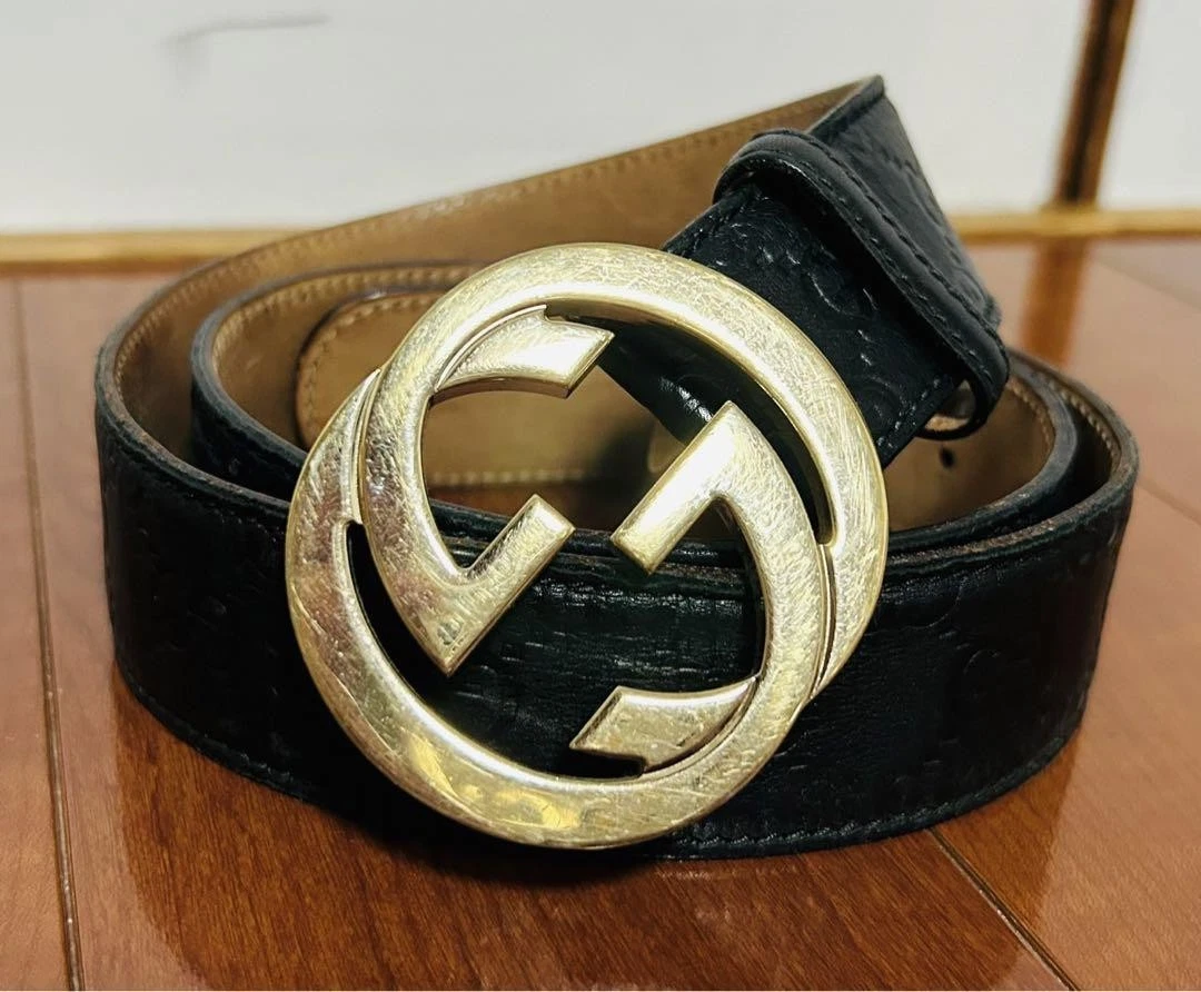 GUCCI Double G Boucle Ceinture Cuir Emboîtable Cuir Ceinture Boucle