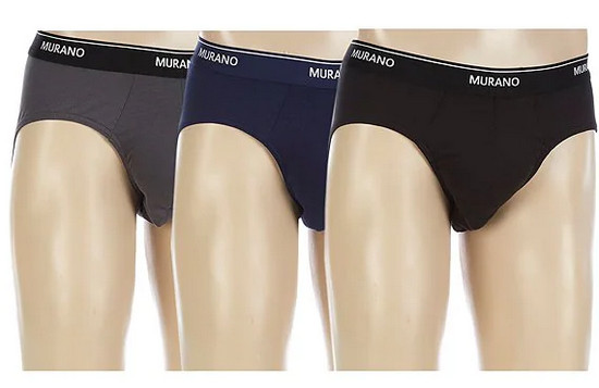 Murano Mens Solid 3-Pack Cotton Low Rise Brief Comfort Stretch Size S-2832 4590₽