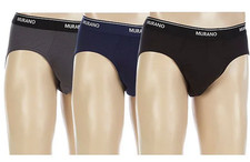 Murano Men's Solid 3-Pack Cotton Low Rise Brief Comfort Stretch Size S-28/32