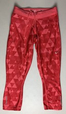 Womens Nike Dri-Fit Leggings Red/Pink with Triangle Pattern Exercise Wear Small