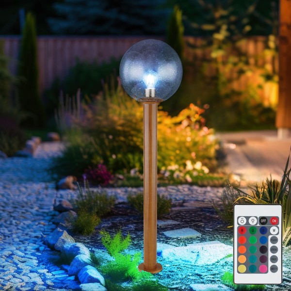 Wegeleuchte AußEnlampe Stehlampe Holzoptik Dimmbar Fernbedienung Led Gartenlampe-image