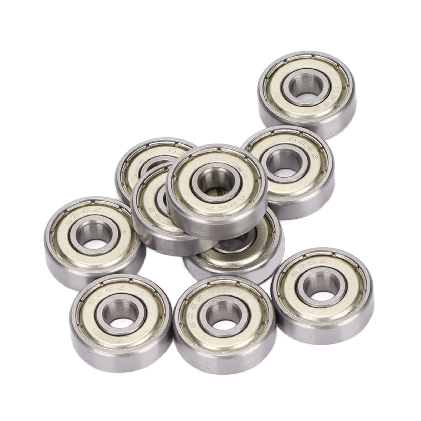 10Pcs Deep Groove Ball Bearing Double Shielded Steel Hardware 626Z 6mm ID 19mm O