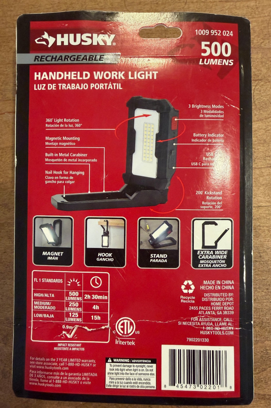 Husky Handheld Work Light | Rechargeable 500 Lumens LED Work Light 1009 952 024